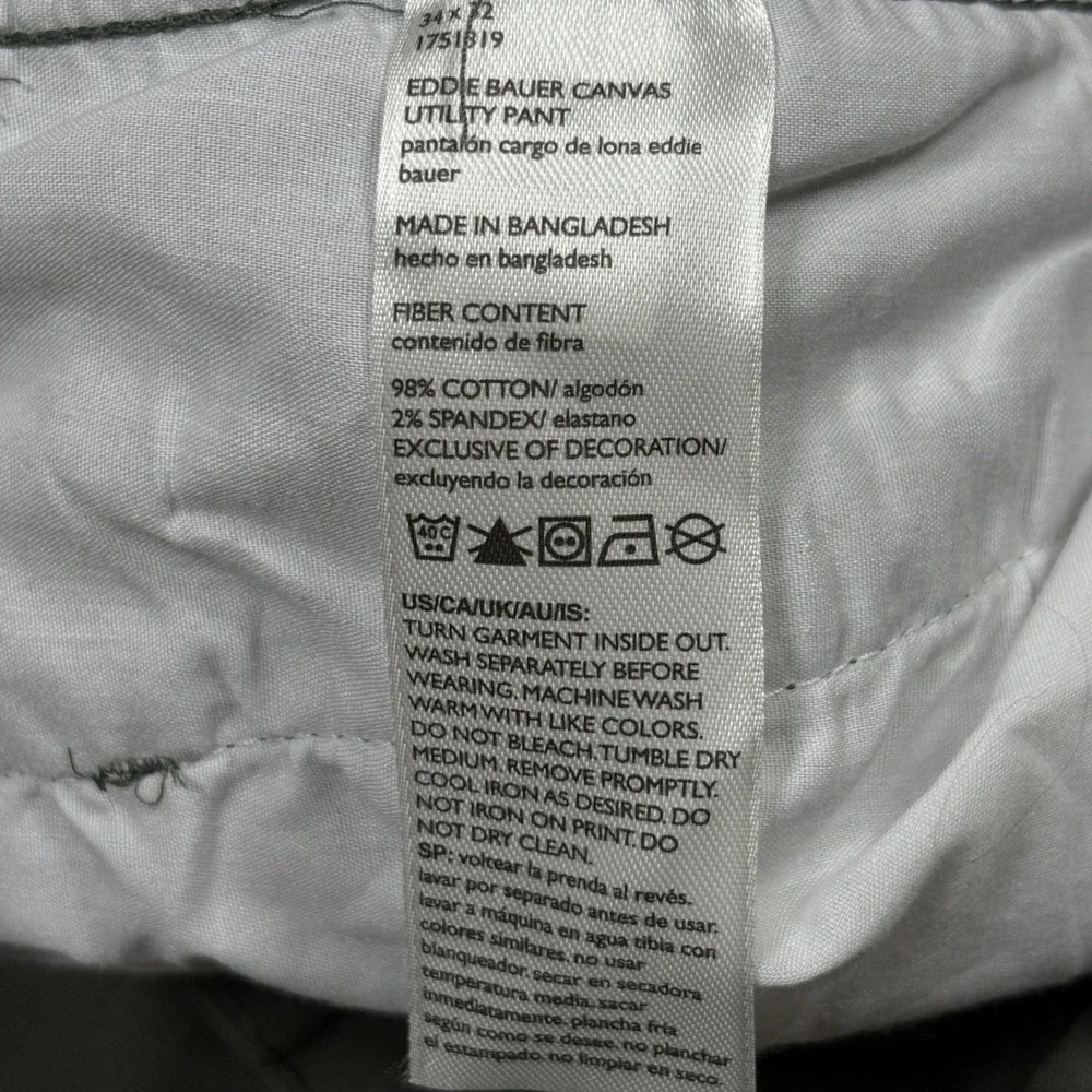 Eddie Bauer Pants Mens 34x32 Canvas Utility Pant Green Specialty Dyed